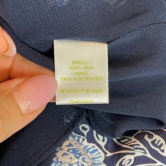 Garnet Hill silk Blue Floral Mini Dress, collar, Sleeveless, Size 2 - Picture 8 of 11